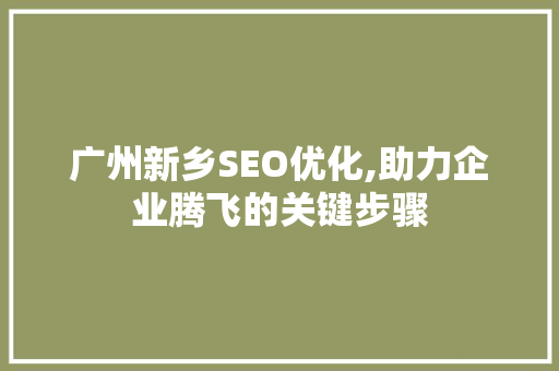 广州新乡SEO优化,助力企业腾飞的关键步骤