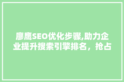 廖鹰SEO优化步骤,助力企业提升搜索引擎排名，抢占网络市场先机  第1张