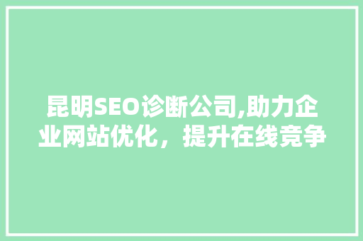 昆明SEO诊断公司,助力企业网站优化，提升在线竞争力
