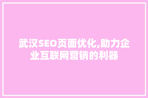 武汉SEO页面优化,助力企业互联网营销的利器
