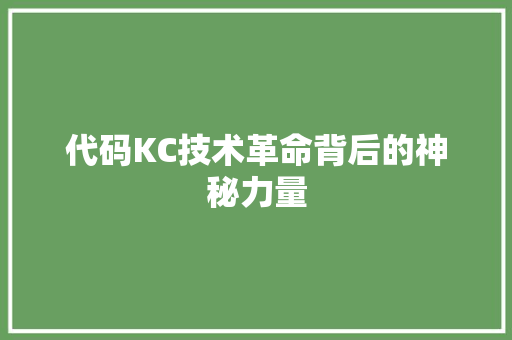 代码KC技术革命背后的神秘力量