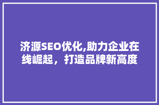 济源SEO优化,助力企业在线崛起，打造品牌新高度