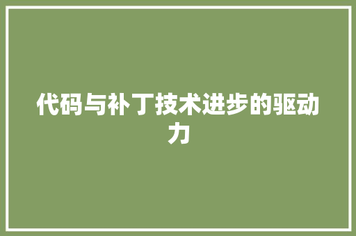 代码与补丁技术进步的驱动力