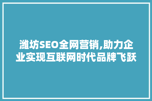 潍坊SEO全网营销,助力企业实现互联网时代品牌飞跃