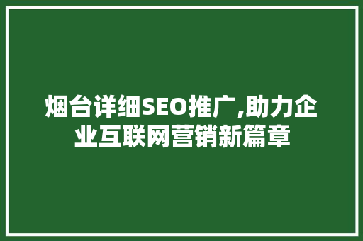 烟台详细SEO推广,助力企业互联网营销新篇章