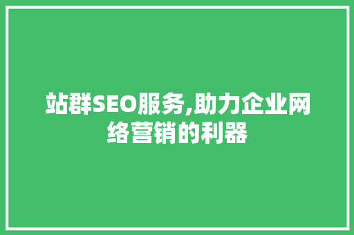 站群SEO服务,助力企业网络营销的利器