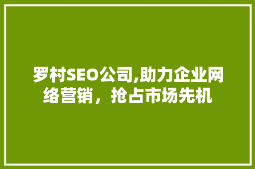 罗村SEO公司,助力企业网络营销，抢占市场先机