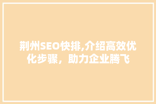 荆州SEO快排,介绍高效优化步骤，助力企业腾飞