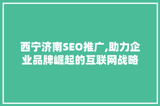 西宁济南SEO推广,助力企业品牌崛起的互联网战略