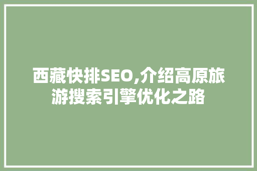 西藏快排SEO,介绍高原旅游搜索引擎优化之路