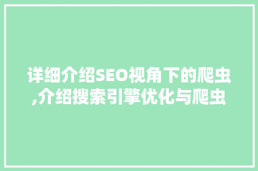 详细介绍SEO视角下的爬虫,介绍搜索引擎优化与爬虫的紧密关系