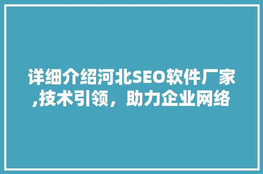 详细介绍河北SEO软件厂家,技术引领，助力企业网络营销新篇章