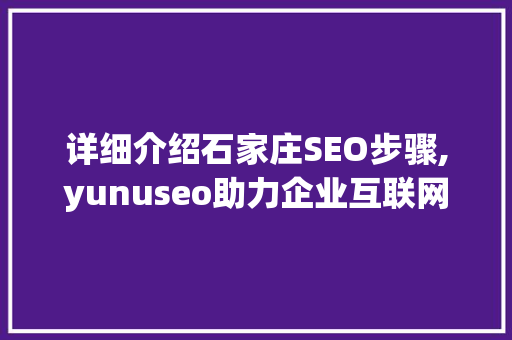 详细介绍石家庄SEO步骤,yunuseo助力企业互联网营销新格局