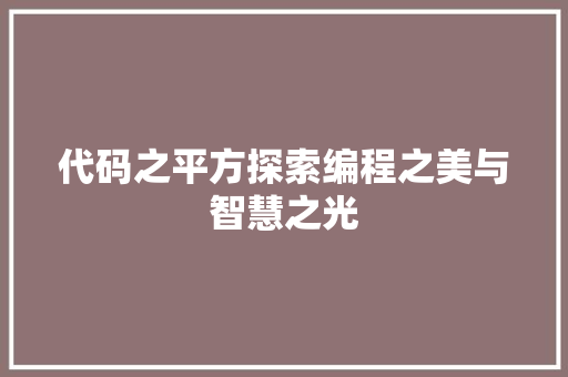 代码之平方探索编程之美与智慧之光