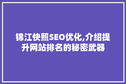 锦江快照SEO优化,介绍提升网站排名的秘密武器