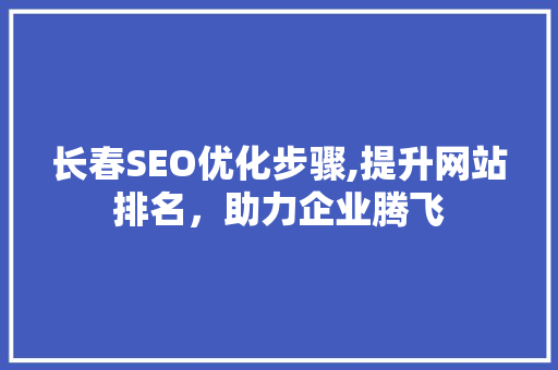 长春SEO优化步骤,提升网站排名，助力企业腾飞