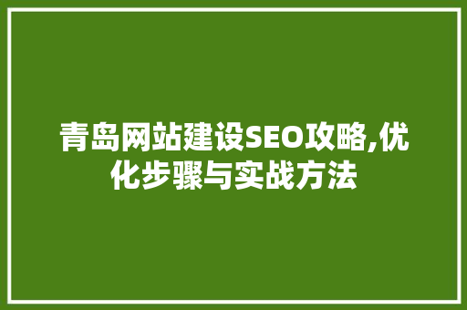 青岛网站建设SEO攻略,优化步骤与实战方法
