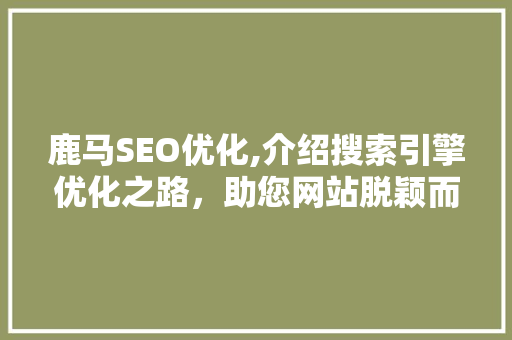 鹿马SEO优化,介绍搜索引擎优化之路，助您网站脱颖而出
