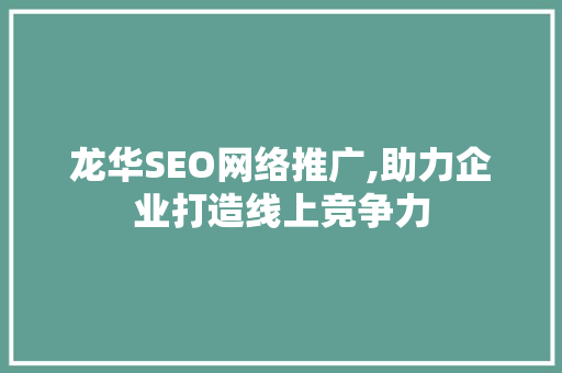 龙华SEO网络推广,助力企业打造线上竞争力