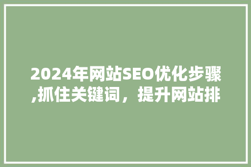 2024年网站SEO优化步骤,抓住关键词，提升网站排名