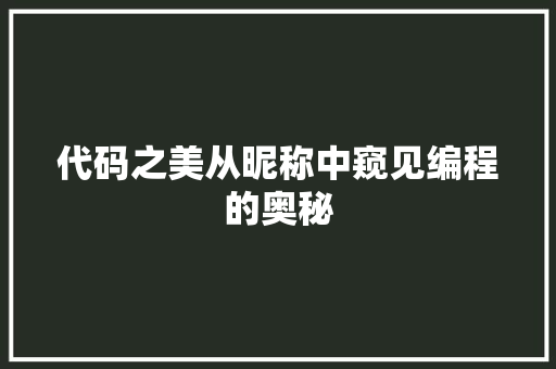 代码之美从昵称中窥见编程的奥秘