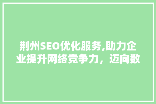 荆州SEO优化服务,助力企业提升网络竞争力，迈向数字化未来