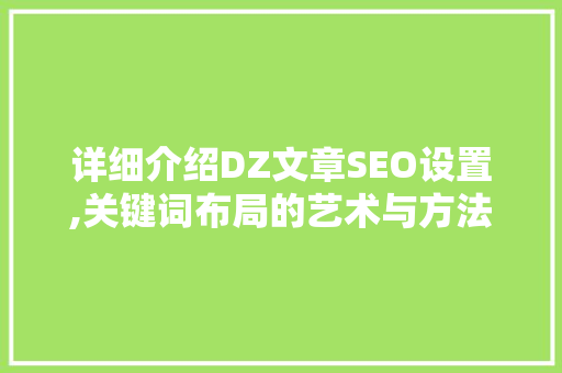 详细介绍DZ文章SEO设置,关键词布局的艺术与方法