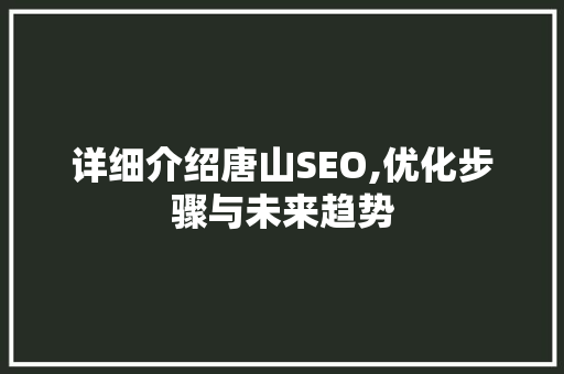 详细介绍唐山SEO,优化步骤与未来趋势
