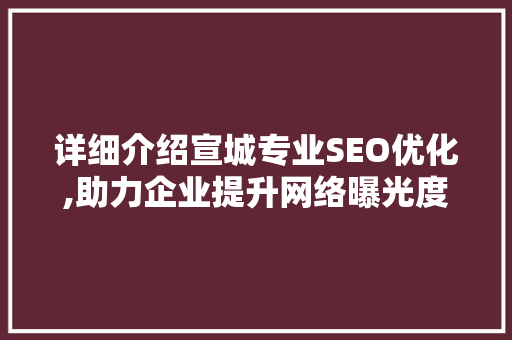 详细介绍宣城专业SEO优化,助力企业提升网络曝光度与竞争力  第1张