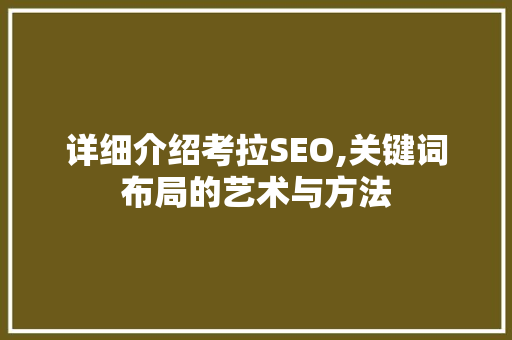 详细介绍考拉SEO,关键词布局的艺术与方法
