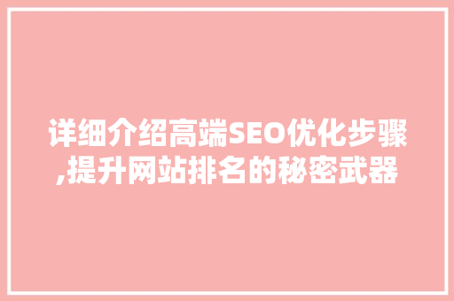 详细介绍高端SEO优化步骤,提升网站排名的秘密武器