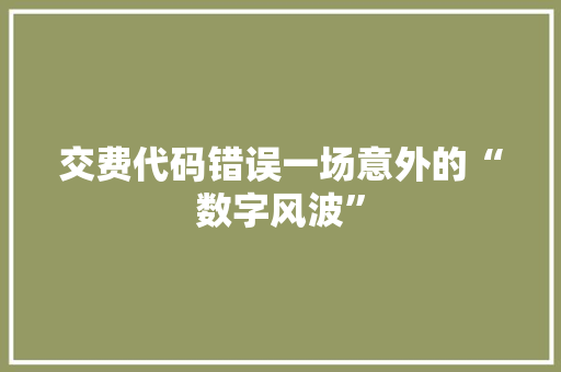 交费代码错误一场意外的“数字风波”