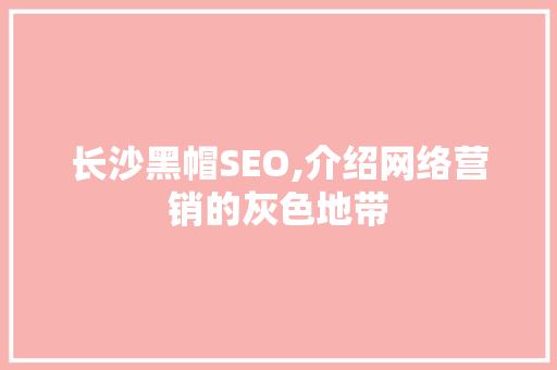 长沙黑帽SEO,介绍网络营销的灰色地带