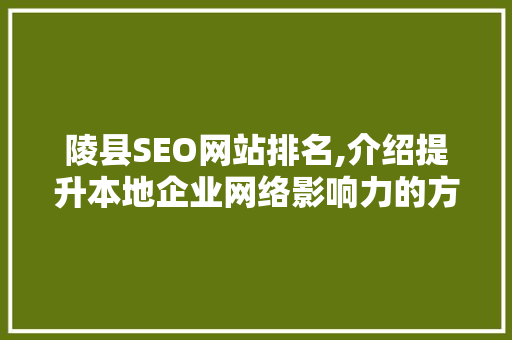 陵县SEO网站排名,介绍提升本地企业网络影响力的方法