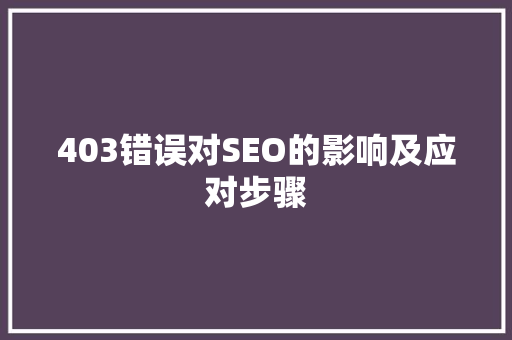 403错误对SEO的影响及应对步骤  第1张