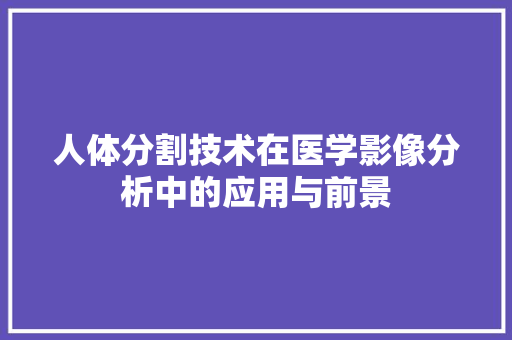 人体分割技术在医学影像分析中的应用与前景