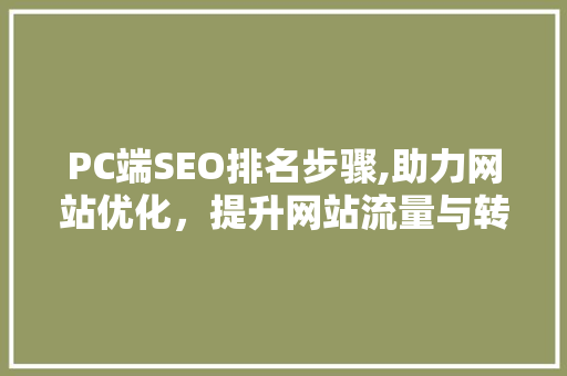PC端SEO排名步骤,助力网站优化，提升网站流量与转化率