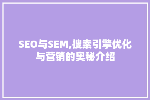 SEO与SEM,搜索引擎优化与营销的奥秘介绍