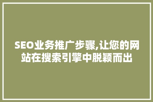 SEO业务推广步骤,让您的网站在搜索引擎中脱颖而出