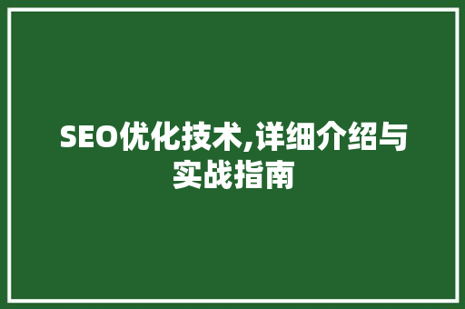 SEO优化技术,详细介绍与实战指南