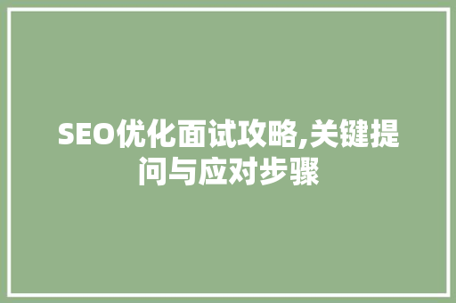 SEO优化面试攻略,关键提问与应对步骤