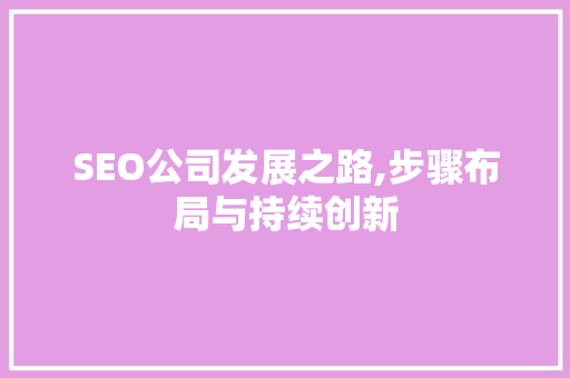 SEO公司发展之路,步骤布局与持续创新