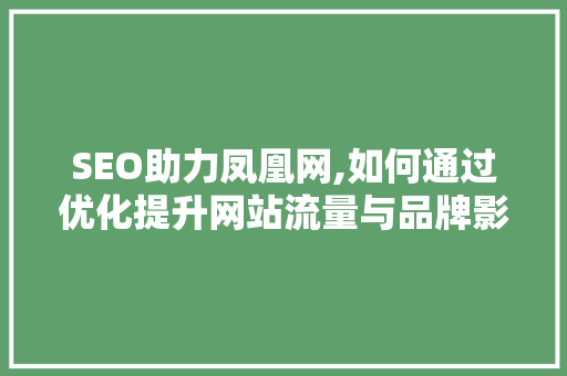 SEO助力凤凰网,如何通过优化提升网站流量与品牌影响力