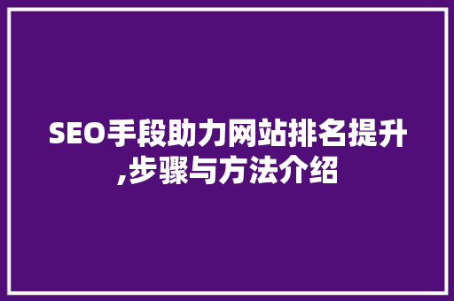 SEO手段助力网站排名提升,步骤与方法介绍