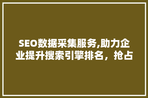SEO数据采集服务,助力企业提升搜索引擎排名，抢占市场份额