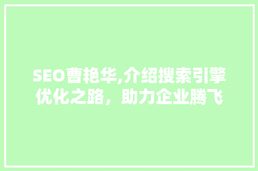 SEO曹艳华,介绍搜索引擎优化之路，助力企业腾飞  第1张
