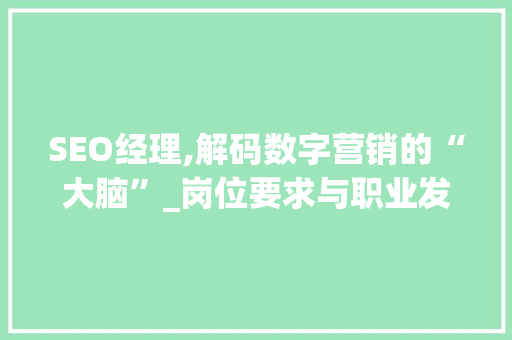 SEO经理,解码数字营销的“大脑”_岗位要求与职业发展路径