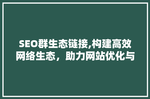 SEO群生态链接,构建高效网络生态，助力网站优化与成长