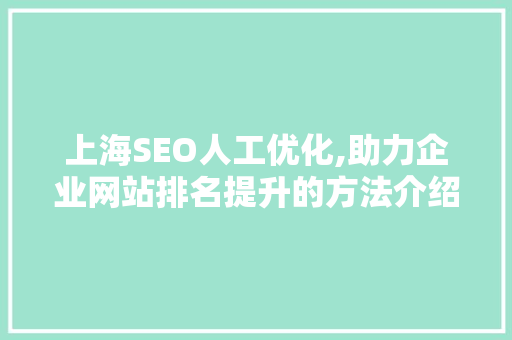 上海SEO人工优化,助力企业网站排名提升的方法介绍