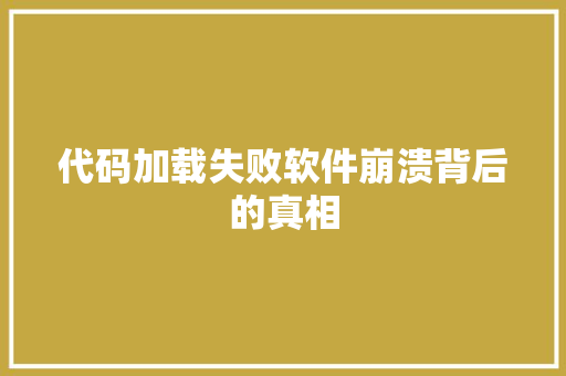 代码加载失败软件崩溃背后的真相